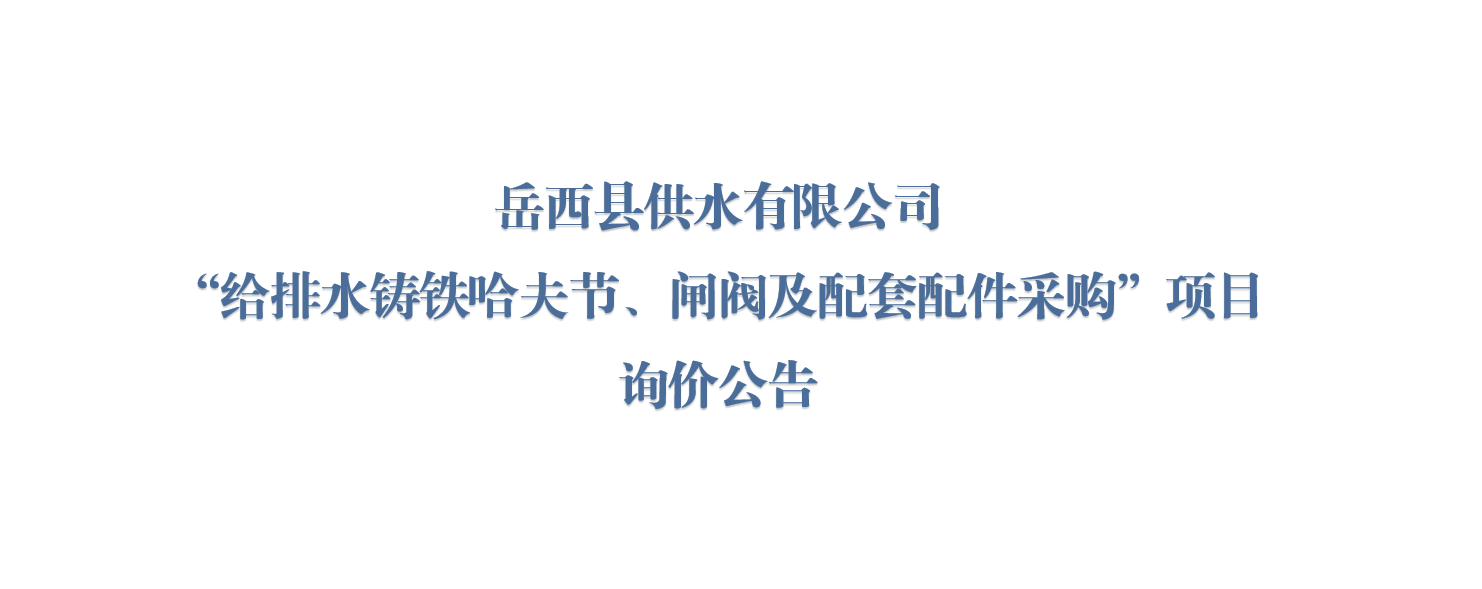 岳西县供水有限公司 “给排水铸铁哈夫节、闸阀及配套配件采购”项目询价公告